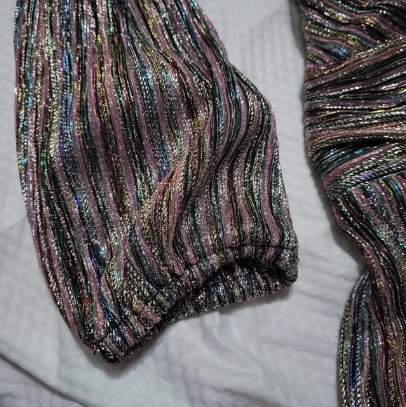 Julia Jordan V-Neck Metallic Stripe Mini Dress, Long Sleeve, Lined, size 4, EUC! - Picture 6 of 13